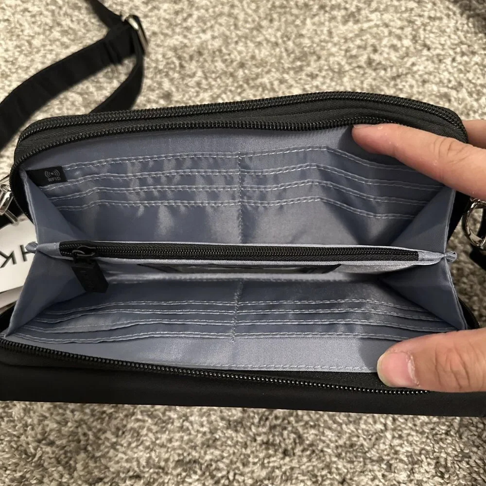 IHKWIP The XL Wear Everywhere RFID Wallet Crossbody With Wristlet Black NWT